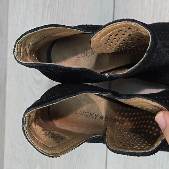 Lucky Brand Women Larise Cut Out Side Heels Open Toe shoes boots sz 7.5M - Picture 5 of 11